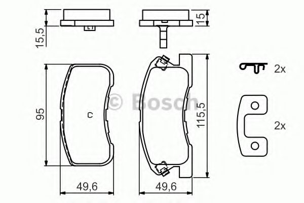 BOSCH - 0 986 424 697 - Комплект тормозных колодок, дисковый тормоз (Тормозная система)