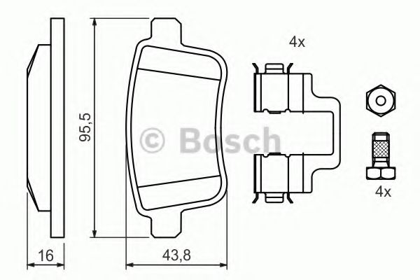 BOSCH - 0 986 494 331 - Комплект тормозных колодок, дисковый тормоз (Тормозная система)