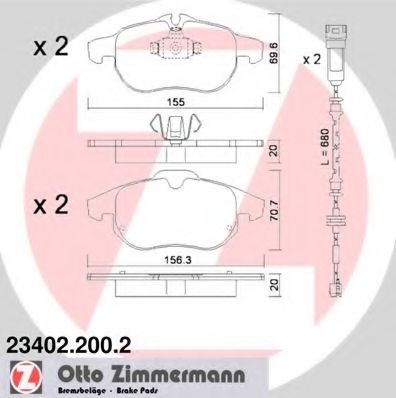 ZIMMERMANN - 23402.200.2 - Комплект тормозных колодок, дисковый тормоз (Тормозная система)