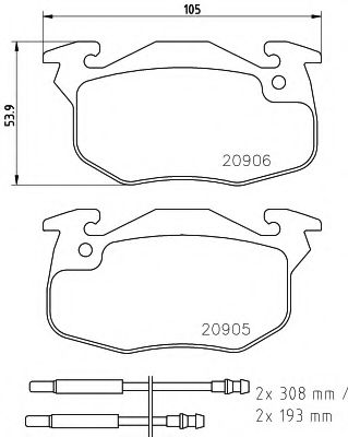 HELLA - 8DB 355 019-131 - Комплект тормозных колодок, дисковый тормоз (Тормозная система)