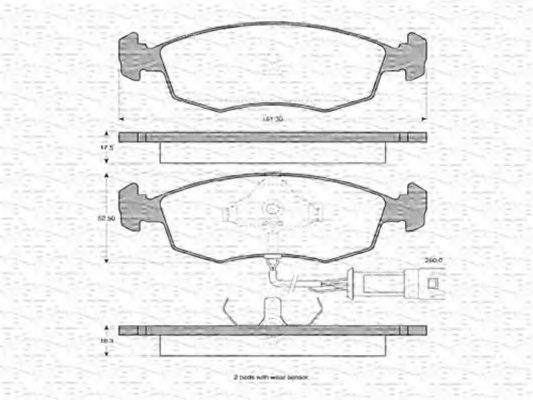 MAGNETI MARELLI - 363702160027 - Комплект тормозных колодок, дисковый тормоз (Тормозная система)