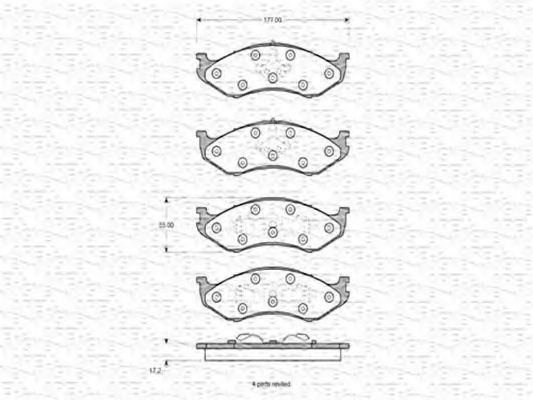 MAGNETI MARELLI - 363702160588 - Комплект тормозных колодок, дисковый тормоз (Тормозная система)