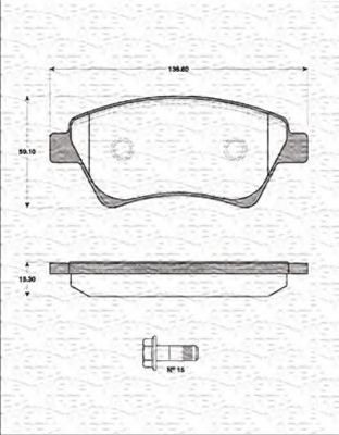 MAGNETI MARELLI - 363702161245 - Комплект тормозных колодок, дисковый тормоз (Тормозная система)