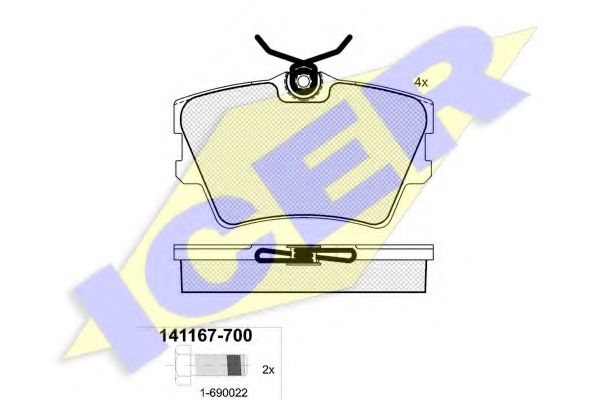 ICER - 141167 - Комплект тормозных колодок, дисковый тормоз (Тормозная система)