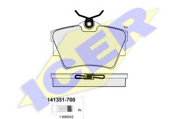 ICER - 141351 - Комплект тормозных колодок, дисковый тормоз (Тормозная система)