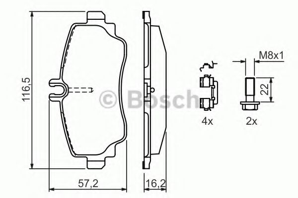 BOSCH - 0 986 424 469 - Комплект тормозных колодок, дисковый тормоз (Тормозная система)