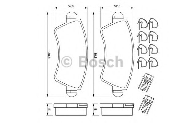 BOSCH - 0 986 424 801 - Комплект тормозных колодок, дисковый тормоз (Тормозная система)