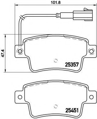 BREMBO - P 23 142 - Комплект тормозных колодок, дисковый тормоз (Тормозная система)