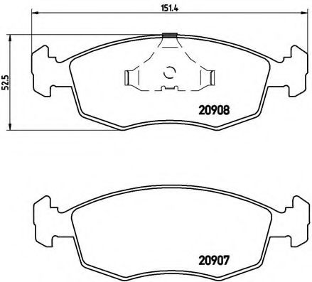 BREMBO - P 24 019 - Комплект тормозных колодок, дисковый тормоз (Тормозная система)