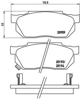 BREMBO - P 28 008 - Комплект тормозных колодок, дисковый тормоз (Тормозная система)