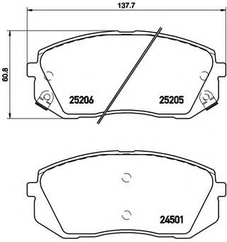 BREMBO - P 30 056 - Комплект тормозных колодок, дисковый тормоз (Тормозная система)