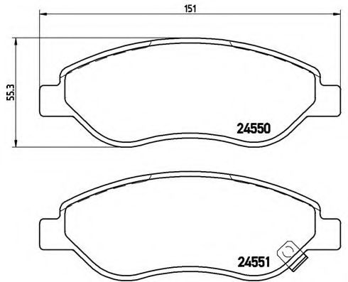 BREMBO - P 59 053 - Комплект тормозных колодок, дисковый тормоз (Тормозная система)