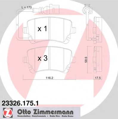 ZIMMERMANN - 23326.175.1 - Комплект тормозных колодок, дисковый тормоз (Тормозная система)