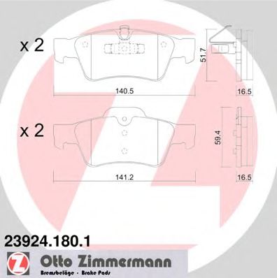 ZIMMERMANN - 23924.180.1 - Комплект тормозных колодок, дисковый тормоз (Тормозная система)