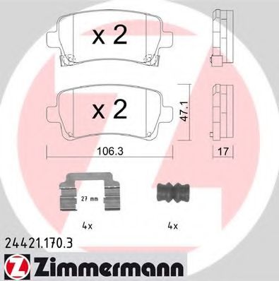 ZIMMERMANN - 24421.170.3 - Комплект тормозных колодок, дисковый тормоз (Тормозная система)