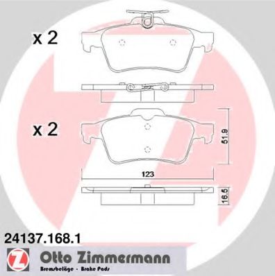 ZIMMERMANN - 24137.168.1 - Комплект тормозных колодок, дисковый тормоз (Тормозная система)