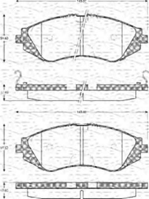 MAGNETI MARELLI - 363702161128 - Комплект тормозных колодок, дисковый тормоз (Тормозная система)