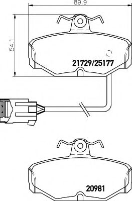 HELLA - 8DB 355 018-121 - Комплект тормозных колодок, дисковый тормоз (Тормозная система)