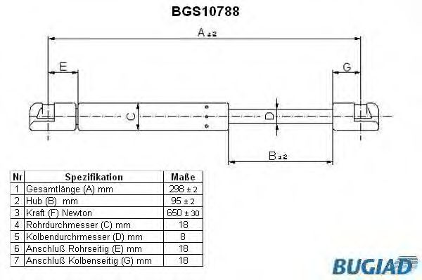 BUGIAD - BGS10788 - Газовая пружина, крышка багажник