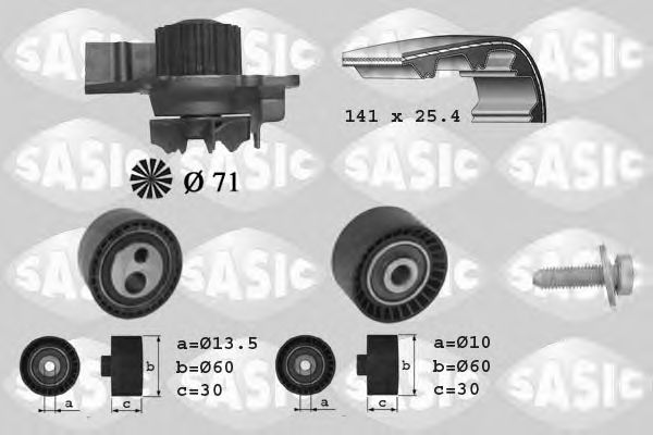 SASIC - 3900011 - Водяной насос + комплект зубчатого ремня (Охлаждение)