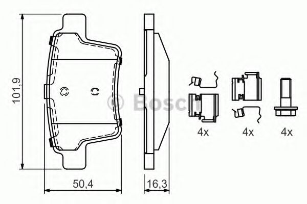 BOSCH - 0 986 494 076 - Комплект тормозных колодок, дисковый тормоз (Тормозная система)