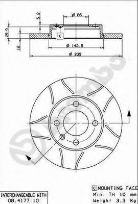 BREMBO - 08.4177.75 - Тормозной диск (Тормозная система)