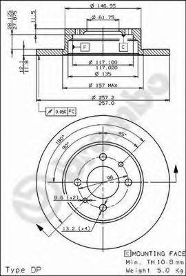 BREMBO - 08.4365.10 - Тормозной диск (Тормозная система)