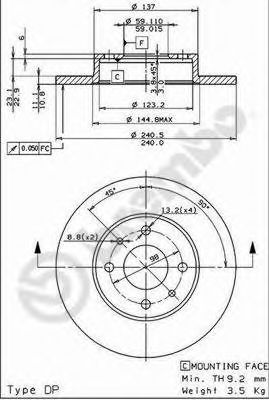 BREMBO - 08.5085.14 - Тормозной диск (Тормозная система)