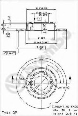 BREMBO - 08.7165.11 - Тормозной диск (Тормозная система)