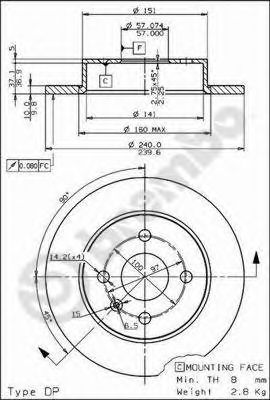 BREMBO - 08.7626.75 - Тормозной диск (Тормозная система)