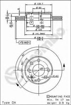 BREMBO - 09.3090.11 - Тормозной диск (Тормозная система)