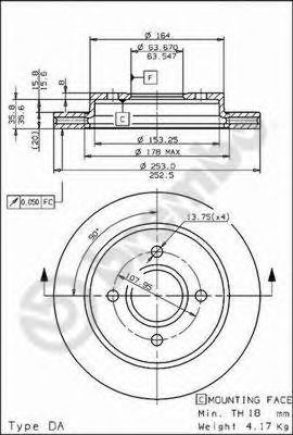 BREMBO - 09.5708.75 - Тормозной диск (Тормозная система)