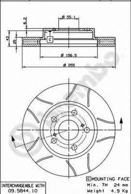 BREMBO - 09.5844.75 - Тормозной диск (Тормозная система)