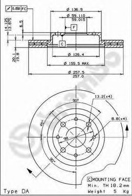 BREMBO - 09.5870.11 - Тормозной диск (Тормозная система)