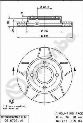 BREMBO - 09.6727.77 - Тормозной диск (Тормозная система)