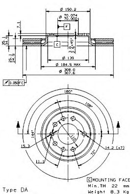 BREMBO - 09.9369.11 - Тормозной диск (Тормозная система)