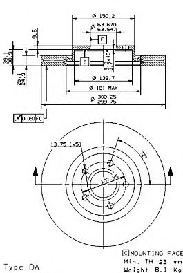 BREMBO - 09.9468.11 - Тормозной диск (Тормозная система)