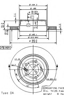 BREMBO - 09.9573.10 - Тормозной диск (Тормозная система)