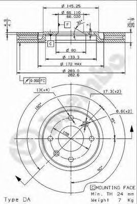 BREMBO - 09.9616.14 - Тормозной диск (Тормозная система)