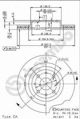 BREMBO - 09.9631.14 - Тормозной диск (Тормозная система)