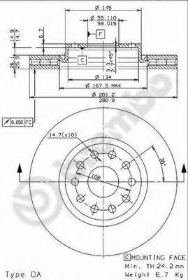 BREMBO - 09.9632.14 - Тормозной диск (Тормозная система)