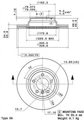 BREMBO - 09.A259.10 - Тормозной диск (Тормозная система)