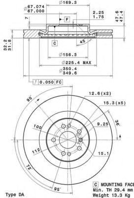 BREMBO - 09.R103.11 - Тормозной диск (Тормозная система)