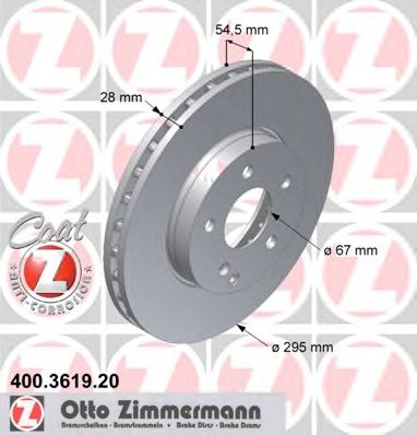 ZIMMERMANN - 400.3619.20 - Тормозной диск (Тормозная система)