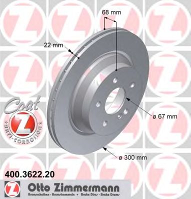 ZIMMERMANN - 400.3622.20 - Тормозной диск (Тормозная система)