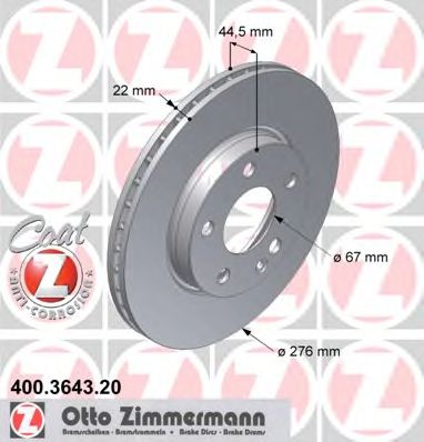 ZIMMERMANN - 400.3643.20 - Тормозной диск (Тормозная система)