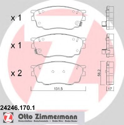 ZIMMERMANN - 24246.170.1 - Комплект тормозных колодок, дисковый тормоз (Тормозная система)