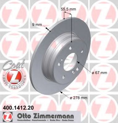 ZIMMERMANN - 400.1412.20 - Тормозной диск (Тормозная система)