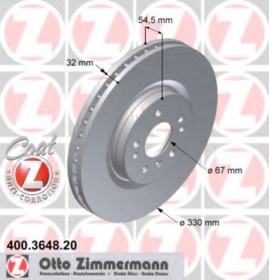 ZIMMERMANN - 400.3648.20 - Тормозной диск (Тормозная система)