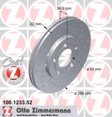 ZIMMERMANN - 100.1233.52 - Тормозной диск (Тормозная система)